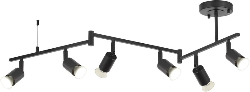 SEEBLEN 6-Light Black Track Lighting Fixtures Ceiling, Flexible Foldable Arm and Rotatable Light Head,Modern LED Track Lighting for Kitchen Islands, Dining Rooms(GU10 Socket, Bulbs Not Included) - Image 1